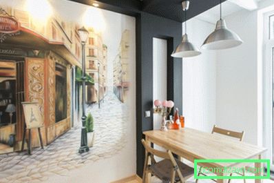 Aerograficzny rysunek na ścianie w kuchni